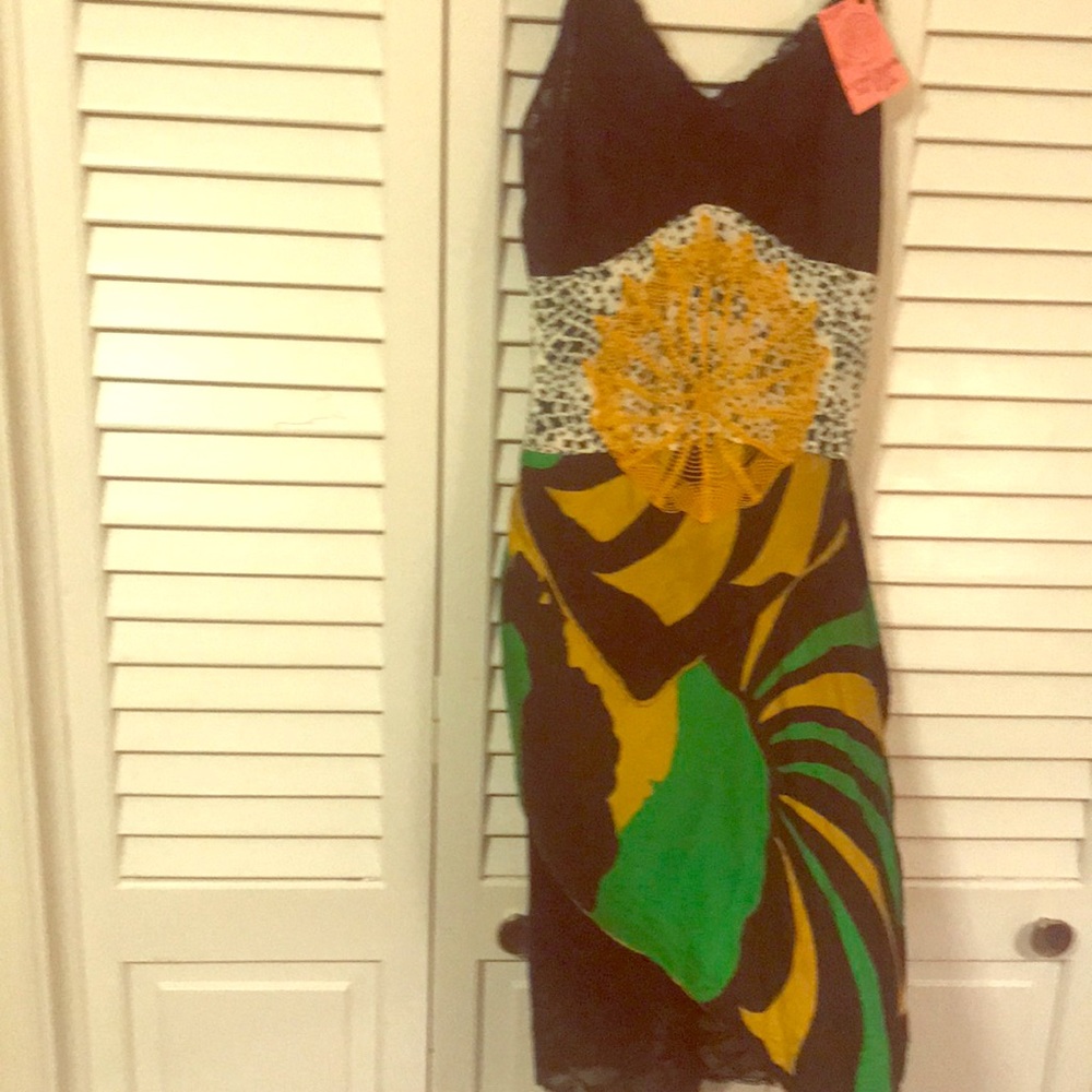 Repurposed silk slip/scarf dress sz 10